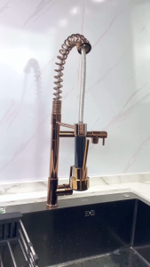 JUNMO Stainless steel spring Pull Down Kitchen Sink Faucet Dual outlet mode Hot and Cold Water Mixer Tap