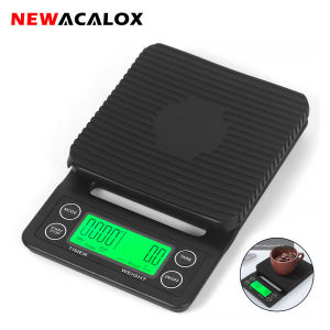 NEWACALOX 0.1g Precision Coffee Scale with Timer 3kg/5kg Digital Scale for Pour-Over Espresso French Press Kitchen Use