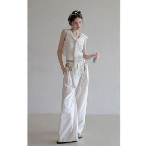 เสื้อกั๊กถักแขนกุดทรงสลิมฟิต EGGKA สำหรับผู้หญิง ชุดสองชิ้น ผ้าโพลีเอสเตอร์ ระบายอากาศได้ดี ทรงเข้ารูป ฤดูร้อน 2025