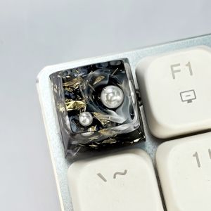 Customized Keycap Resin Pearl Personality Transparent Gold Foil Profile Keycap for Gaming Keyboard MX Axis