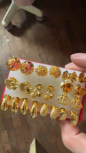 10 pairs Bangkok gold earrings Mixed