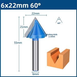 XCAN 1 PC 6mm Shank V Loại Máy Cắt Rãnh Carbide Phay Bit Cho Chế Biến Gỗ Khắc CNC 60/90/120/150 Độ Dụng Cụ Cắt