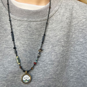 New Chinese Style Tibetan Wind Lockbone Chain Zen Meaning Ethnic Style Necklace Small Tangka Pendant Birthday Gift Unique