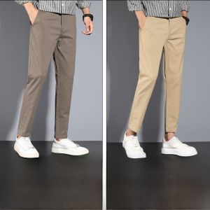 ROMON | Romon Mens Casual Cotton Pants Straight Leg Business Suit Thin Autumn Spring Style Nine Points Long Summer Leisure Trousers