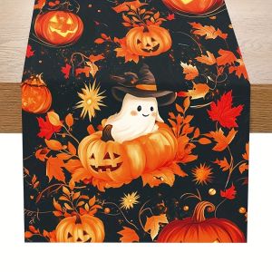 1Pc Halloween Themed Table Flag Pumpkin Design Suitable for Party Restaurant Home Market Holiday Decoration Scene.
