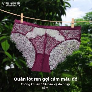 YAOYAO BESTIE | Red Lace Transparent Attractive Antibacterial Female Underwear
