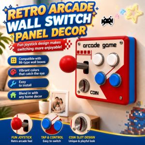 Aitemay 2PCS 3D Printed Retro Arcade Joystick Switch Plate Cover Punch-Free 86-Type Wall Switch Decor Nostalgic Game Room Wall Art Easy DIY Home Decoration Cool Gamer Novelty Gift