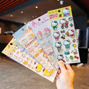 Genuine Sanrio Crystal Stickers Toy Hello Kitty Kuromi Cinnamoroll My Melody 3D Decals for Girls Stationery Phone Scrapbook Gift