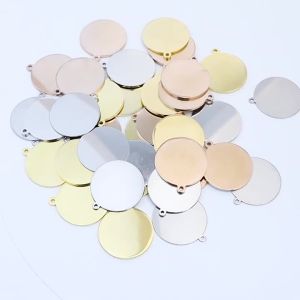 10pcs/lot Gold Plated Round Stainless Steel Blank Charms Pendants Logos Stamping Tags For Jewelry Making DIY Necklaces Supplie
