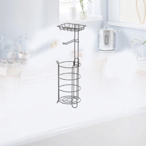 Iron Standing Toilet Paper Holder Bathroom Organizer