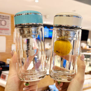 High Aesthetic Double Layered High Borosilicate Glass Tea Cup for Women Mini Separate Infusion Water Cup Resistant to High Temperatures