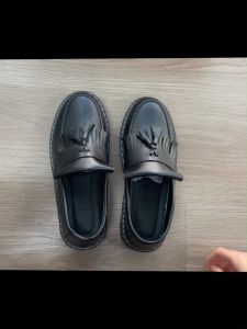 Korean Loafers Shoes for Men Black Casual Shoes Non-Slip Soft Sole Lightweight Leather Shoes