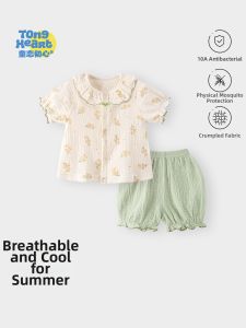 TONGLIANCHUXIN | Summer Lightweight Cotton Muslin Short Sleeve Set Lace Collar