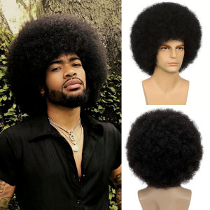 Synthetic 6-Color 70s Rock Punk Afro Wigs - Synthetic Curly Hair Stylish Design Perfect for Mens/Women Halloween Cosplay