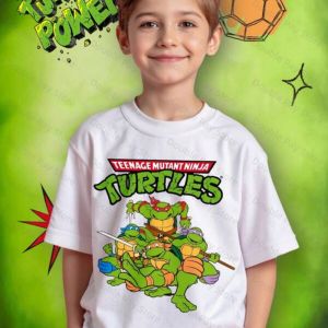 Bandai | Mutant Ninja Turtles Kids T Shirt Boys Cartoon TMNT Graphic Short Sleeve Tees Summer Casual Tops Birthday Gift For Little Boys