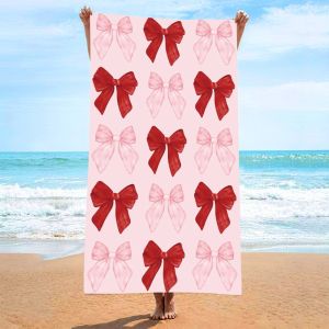 Cute Pink Bath Towel 27.5x55in Microfiber Quick-dry Absorb Water Beach Towel Outdoor Travel Camping Picnic Blanket Beach Blanket