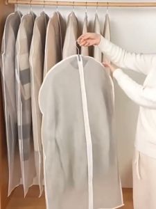 Garment Bags for Hanging Clothes Suit Bags for Closet Storage Plastic Dustproof Suit Cover Bags Clothes Protectors Bag with zipper for Coats Jackets Shirts