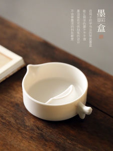 กล่องหมึกขาวพร้อมฝาปิดสำหรับคนเริ่มต้น การเขียนจีน หมึก ชามหมึก ชามหมึกป้องกันการแห้ง อุปกรณ์สำหรับการเขียนจีน