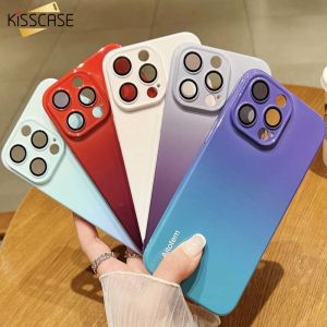 KISSCASE Gradient Film Shell Is Suitable For Iphone 14 ProMax Case With Camera Lens Films Protector Mobile Phone Shell Apple 13 Pro 14 Plus Lens Anti-Fall Protective Cover 14 13 12 All-Inclusive PC Back Cover
