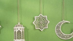 1 Set Isi 3 Gantungan 3D Hiasan Gantungan Plat Idul Fitri Gantungan Eid Mubarak