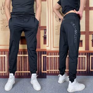9938 Summer Thin Men Black Casual Pants Handsome Quality Fashionable All-Matching Comfort Trend Silm Track Sweatpants