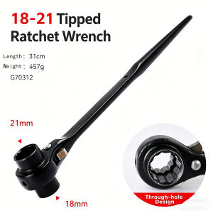 18/19/21mm Ratchet Wrench with Pry Bar Multi-functional Spanner Hammer Nail Puller for Water Drill Expansion Bolt Auto Repair