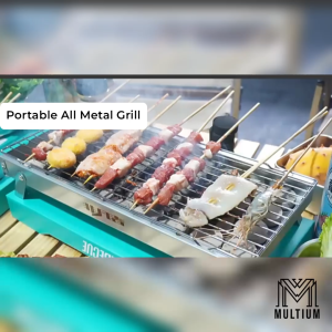 Portable BBQ Grill - Standard +24 Pcs Charcoal  Disposable BBQ Grill Fast Ignition Portable Charcoal Grill for Indoor and Outdoor Picnic Stainless Steel Barbecue Household Grill with Charcoal