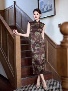 Retro Modified Qipao Dress Sleeveless Floral Printed