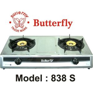 Kompor Gas LPG 2 Tungku Full Stainless Butterfly 838s Modern Cantik