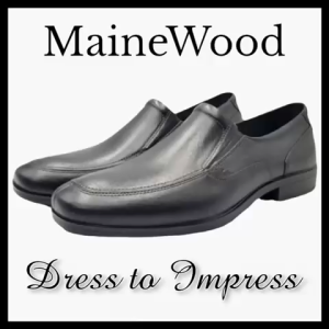 MaineWood Kennedy Mens non-slip waterproof black rubbershoes/Loafer with Heels