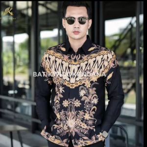 Kemeja Batik Premium - Motif Terbingkai Warna Hitam Kuning
