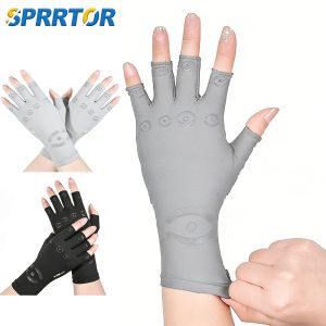 1Pair Compression Half-finger GlovesWrist Support Gloves for Men & Women Arthritis Relief Touchscreen Friendly for Daily Use