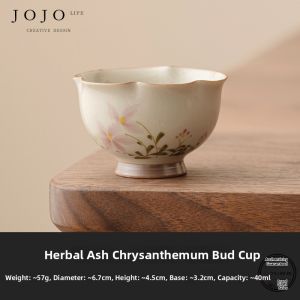 Wood Ash Dandelion Design Ceramic Tea Tasting Cup