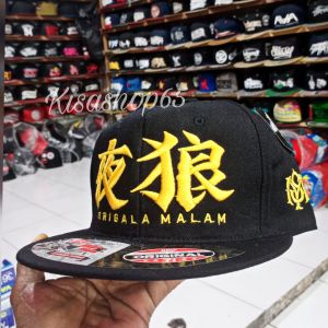 Serigala Malam Tulisan Kuning Topi Baseball Pria Distro Termurah