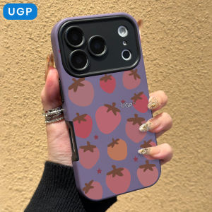UGP | Matte Large Window Scratch-resistant Cute Cartoon Strawberry Liquid Silicone Full Coverage Camera Phone Case