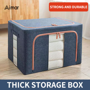 【Free Shipping COD】Aimar Box Organizer With Cover Zipper Clothes storage box organizer High Quality 24L/66L/100L Large capacity Waterproof Foldable Box