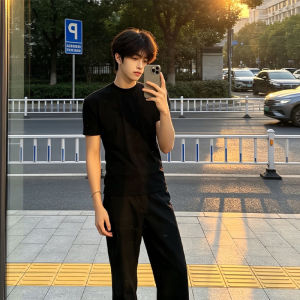 Slim Fit Black Ice Silk Tapered Pants
