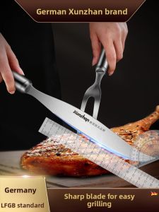 Kunzhan 304 Stainless Steel BBQ Knife Fork Set Kitchen Home Use Steak Grilling Special Tool Heavy Duty Barbecue Accessories