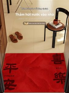 BEIAISI | Thảm Lót Cửa Chào Đón Hạnh Phúc Màu Đỏ