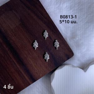 จี้เพชรประดับเล็บรูปไข่มุก 3 มิติ ชุบทองคำขาว ประดับเพชรซิรคอน สไตล์วินเทจหรูหรา 4 ชิ้น สำหรับตกแต่งเล็บเจ้าสาว