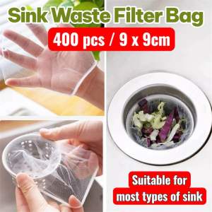 【SG stock】400pcs Kitchen Sink Net Filter Prevent Clogs/ Sink Basket Bag Drain Strainer Filter Net Mesh Bag