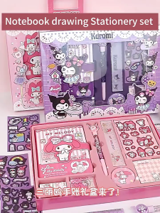 Sanrio Kuromi Stationary Set Notebook Student Gift Melody Gift Set Children School Supplies Set