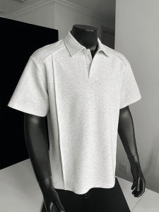 Boxy Fit Heavyweight Construction Polo Shirt Flower Gray Summer
