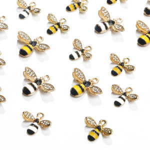 2pcs Enamel Charm Alloy Cute Bee Pendant For Jewelry Making DIY Necklace Bracelet Earring Accessory