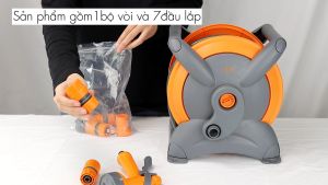 Bộ vòi nước tưới cây rửa xe đa năng Lebenlang LBLB3367 dây dài 15m 7 đầu treo được tường có ốc vít - hàng chính hãng