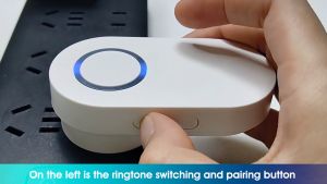 [UK Plug] Waterproof Wireless Doorbell 350M Range Smart Home Door Bell 60 musics Battery 1 2 Button AC Electric 1 2 3 Receiver led light for home security office dustproof