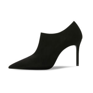 รองเท้าส้นสูงสวมใส่สบายด้านข้าง ซิป ดีไซน์ พื้นผิวกํามะหยี่ปากลึก ผู้หญิง รองเท้า ทันสมัย รองเท้านิ้วเท้าแหลมคม