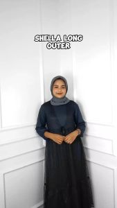 Long Outer Cardigan Panjang Shella Long Outer BO Bahan Brukat Katun Import Luaran Wanita OOTD Hijab