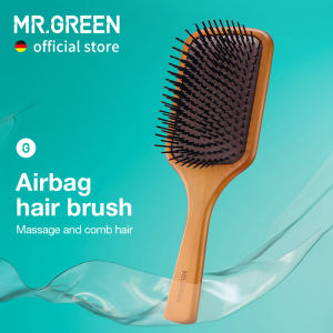 ​​MR.GREEN Natural Maple Wood Hair Brush with Air Cushion Scalp Massage – Wide Tooth Comb for Curly & Long Hair (Women & Men)​