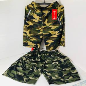 กางเกงขาสั้นลายทหารผ้ายืดใส่สบาย